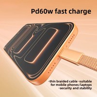 Câble de charge rapide double Type-C 60W avec matériau tressé compatible PD pour les anciens appareils Android