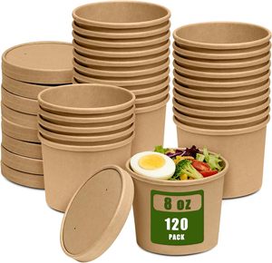 ODM/OEM Tazón Redondo Desechable de Papel Kraft Marrón para Llevar, Tazones de Papel Desechables, Cubeta Desechable para Comida Rápida, Tazón para Ensalada, Envase Desechable para Alimentos - Product Image 1