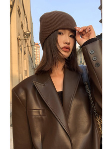 Manteau Streetwear Vintage Automne Hiver <span class=keywords><strong>en</strong></span> Faux Cuir, Longues Manches, Veste Décontractée à Revers et Boutonnage Simple <span class=keywords><strong>pour</strong></span> <span class=keywords><strong>Femme</strong></span> - Product Image 4
