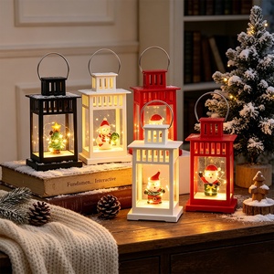 Lámpara de Viento Navideña de Plástico con LED, Luz Decorativa con Diseños de Muñeco de Nieve y Papá Noel, Ambiente Festivo, Luz Nocturna de Mesa con Brillo Cálido LED - Product Image 4