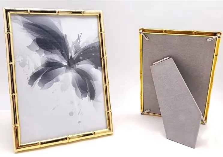 Folha de bambu do Metal photo frame personalizado criativo photo frame luxo luz personalidade fase 6 polegadas 7 polegadas photo frame