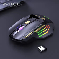 IMICE GW-X7 Double-clic gratuit 2.4G Btooth silencieux Rechargeable éblouissant lumière respiratoire souris de jeu sans fil 7 touches