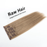 Extensions à clipser 100% cheveux humains vierges Remy, double trame sans couture, couleur claire, pointes pleines