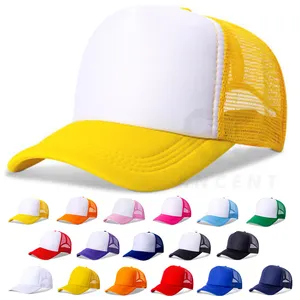 Bon marché Prix plaine 5 panneau mousse chapeaux de camionneur Logo personnalisé 3d broderie coton vierge maille Snapback Casquette Sport casquettes