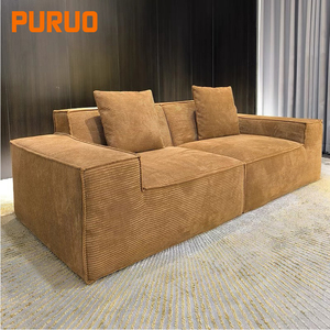 Juego de Sofás Minimalistas de Diseño <span class=keywords><strong>Italiano</strong></span> PURUO, Tela Escarchada, Muebles de Sala de Estar, Extensible, Giratorio, de Madera, para Apartamentos - Product Image 2