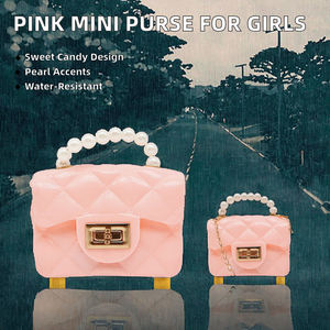 กระเป๋าเงินขนาดเล็กน่ารักสำหรับสีชมพูวินเทจแฟชั่นเยลลี่กระเป๋าถือไข่มุกสายโซ่สายเดียวกระเป๋าสะพายไหล่ข้ามตัวมีซิปสำหรับเด็กผู้หญิง - Product Image 3