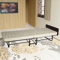 Lit pliant moderne en métal avec matelas pour hôtel, appartement, ferme - Cadre de lit réglable, montage facile