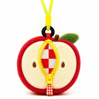 Sac de courses pliable personnalisé avec peluches réutilisables, sac écologique, porte-clés en peluche pomme, jouets