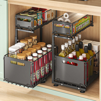 Organisateur de panier d'armoire coulissant personnalisé à 2 niveaux Organisateur de tiroir coulissant pour salle de bain pliable