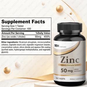 Comprimés de zinc 50 mg avec oxyde et citrate, complément minéral alimentaire, qualité alimentaire, casher, fabricant OEM, marque privée - Product Image 2