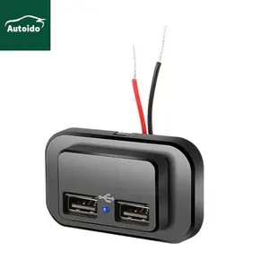 Panel pengisi daya Port USB mobil, pengisi daya Multi-Port, soket daya Port ganda 24V cepat di mobil