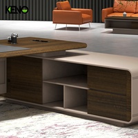 Bureau de luxe design italien Boss Bureau de travail en PVC noir Table du président Ordinateur complet Bureau du PDG avec tiroir