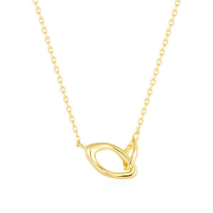 Gemnel Wave Link Collar y pulsera Set Chapado en oro Plata de ley Capas ajustables Joyería Wave Pendant - Product Image 1