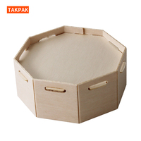 Boîte d'emballage pour gâteaux en bois naturel octogonal, personnalisable avec logo, pour salades et aliments
