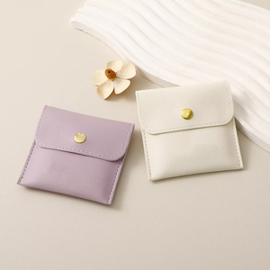 Eco friendly custom Logo PU Leather Buckle Jewelry Organizer Pouch with Logo Snap-on Storage Bag for Rings and Necklaces - Product Image 6