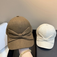 Gorra de béisbol de lino con lazo decorativo para mujer, sombrero de sol para exteriores, gorra deportiva casual con lazo, gorra de pico de pato ajustable para uso diario.