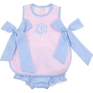 Set di Abbigliamento Estivo <span class=keywords><strong>per</strong></span> Bambine, <span class=keywords><strong>Vestiti</strong></span> in Seersucker con Monogramma, Set con Pannolino, Abiti da Principessa <span class=keywords><strong>per</strong></span> Bambine - Product Image 4