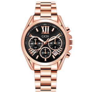 Reloj de pulsera para mujer con correa de acero, estilo ejecutivo, de acero inoxidable, resistente al agua, con calendario. - Product Image 4