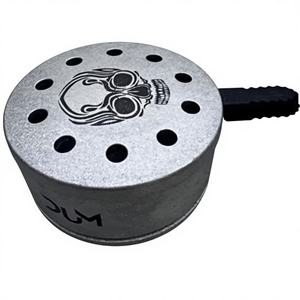 Allume-charbon en métal rond, allume-feu manuel en acier avec tête perforée pour le camping - Product Image 1