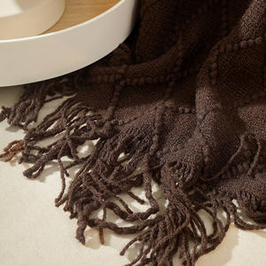 INSHARE Printing Logo Gemütliche warme Farben Home Decor Bett Sofa Super weich gestrickt strukturierte Acryl Überwurf decken mit Quaste - Product Image 3