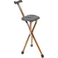 Bastón con Silla y Asiento, Estructura y Mango Resistentes (Sin Ajuste de Altura), Color Bronce, Clase I PEPE P10018