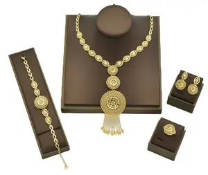Womens Jewelry Set Gold Plated Necklace Earrings Ring Bracelet Fashion  Accessories Free Shipping to Nigeria H00211