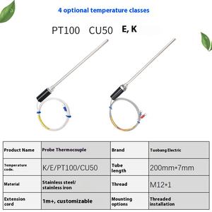 Датчик температуры из нержавеющей стали K/E/<span class=keywords><strong>PT100</strong></span>/CU50 с термопарой настраиваемый диапазон 0-400 1 точность - Product Image 5