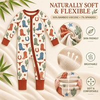 Nouveautés Pyjamas en bambou pour bébé unisexe, motif de Noël personnalisé, antibactérien, respirant, combinaison de pyjama pour tout-petits