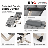 Ergonovapro Lit de repos pliant multi-positions réglable, transat de bureau portable, lit de camping, chaise de patio extérieur robuste