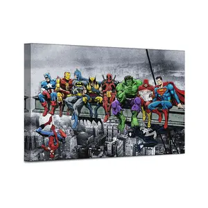 Superheroes Lunch Atop A Skyscraper Poster Decorative Painting Canvas Wall Art Living Room Posters Bedroom Painting