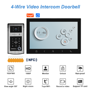 7/10 inch 1080p cảm ứng nút chuông cửa đa chức năng an ninh Hệ thống <span class=keywords><strong>intercom</strong></span> 4 dây kiểm soát truy cập căn hộ video cửa điện thoại - Product Image 3