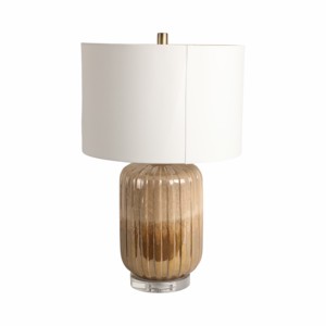 Lampada da Tavolo Cilindrica Moderna con Base in Gres e Paralume in Tessuto, Luce Notturna per Camera da Letto e Soggiorno - Product Image 3