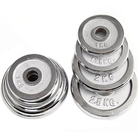 Cast iron chrome silver electroplanted barbell piece 5kg weight for sale