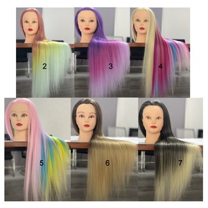 Cabeza de maniquí colorida de 24-26 "con pelo sintético 100%, cabeza de muñeca de cosmetología de peluquería profesional para novia, cabeza de entrenamiento - Product Image 6