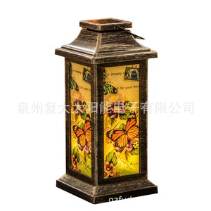 Solar Garden Lantern <b>Led</b> Plastic Outdoor Hanging Decor <b>Light</b> With Butterfly Pattern For Patio Yard - Product Image 1