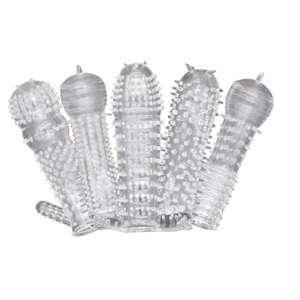 Maschio ingrandimento riutilizzabile preservativo pene anelli in ritardo eiaculazione adulti giocattoli del sesso per uomo copertura del cazzo anello pene manica 5 pz - Product Image 1