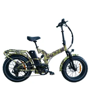 QUEENE/ CAMO color high quality 20*4.0 fat tyre 48V500W 750W folding electric bicycle beach cruiser e ebike