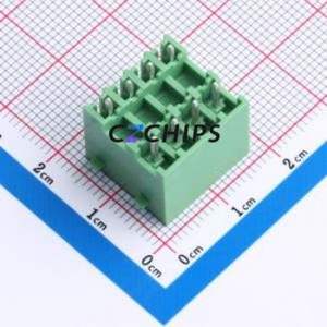 DB2EVHBG-3.81-2*4P-GN Plug-in Terminal Block Through hole,P=3.81mm Board-to-Board / Socket - Closed Snap Fixing 2x4P 3.81mm - Product Image 2