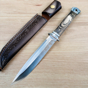 18-inch D2 thép cố định chiến thuật săn bắn sinh tồn chiến đấu bowie dao nút nhấn bằng gỗ không gỉ sừng trâu xử lý chiến đấu - Product Image 1