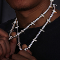 Hip Hop rappeur panthère noire 5mm collier glacé tendance hommes plein diamant pull chaîne de Tennis collier de Tennis pointu