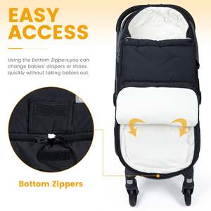 Saco de dormir antipatadas para cochecito, extraíble, cálido, forrado con forro polar coral, tipo funda para los pies - Product Image 5