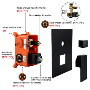 Siyah gizli duş sistemi yağmur şelale banyo gömülü duş musluk Set küvet emzik ile - Product Image 5