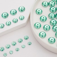 Perles de strass Radiant en chrysolite de 5 mm avec dos plat et trou central, en résine époxy, à coudre, pour la fabrication de bijoux, de chapelets et la confection de vêtements