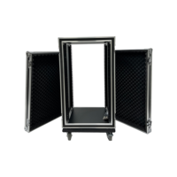 Flight case sur mesure en aluminium et contreplaqué avec mousse antichoc 20U pour équipement DJ, mixeur et amplificateur, doté de 2 portes et 4 roues