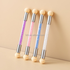 Stylo éponge de manucure à double tête pour Nail Art Éponge acrylique Outil de pointillage en silicone avec <span class=keywords><strong>brosse</strong></span> à ongles pratique - Product Image 2