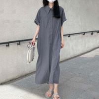 Robe décontractée ample pour femme, col rétro, simple boutonnage, nouvelle collection été 2026, vente en gros pour boutiques