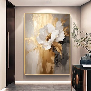 Décoration d'intérieur, <span class=keywords><strong>couteau</strong></span> moderne, art mural abstrait 3D, fleurs blanches, <span class=keywords><strong>peinture</strong></span> <span class=keywords><strong>acrylique</strong></span> texturée, peintures murales - Product Image 5