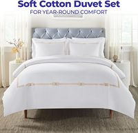 Parure de lit de luxe à bordure dorée, housse de couette douce et agréable pour la peau en coton égyptien, taie d'oreiller élégante et simple pour hôtel