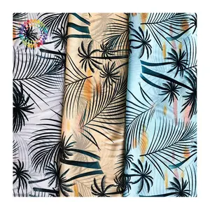 Tissu en crêpe de soie perlée à <span class=keywords><strong>imprimé</strong></span> palmier <span class=keywords><strong>tropical</strong></span> pour robe - Product Image 1