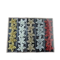 Fleurs de Poinsettia de Noël en plastique pailleté faites à la main de haute qualité Eden, 1 couleur, creuses, pour décorations d'arbre, couronnes DIY, fêtes et maison
